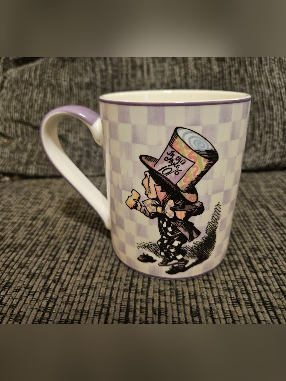 MacKenzie-Childs Lavender Checkered Mad Hatter Mug